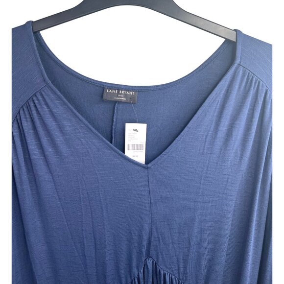 Lane Bryant Short Sleeve Babydoll Fit & Flare Mood Indigo Plus Size 30/32 - Picture 12 of 14